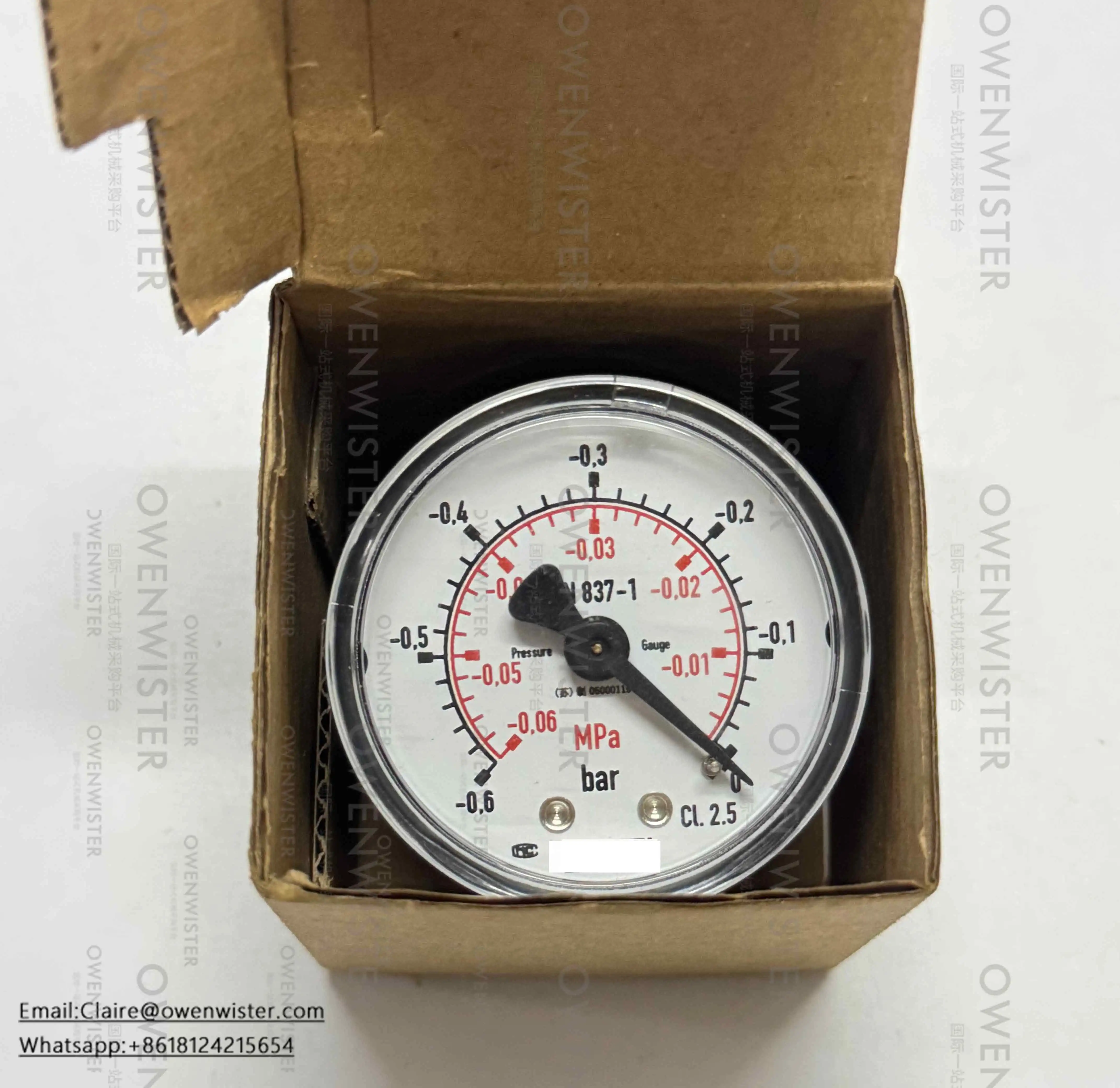 German imported pressure gauge 111.12.050 -0.6bar 82219397 Stainless steel vacuum axial gaugefor printing machines