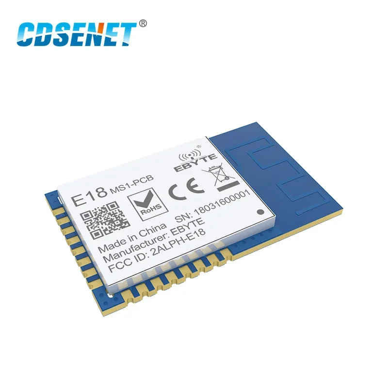 Imagem -03 - Cdsenet 10 Peças Cc2530 2.4ghz 4dbm Uart 200m Faixa 256kb Flash Pcb Antena Soc Smd Zigebee Módulo E18-ms1-pcb