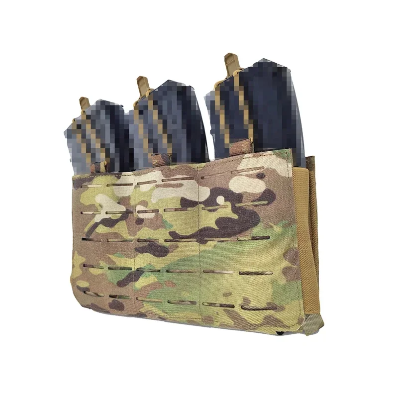 Airsoft Magazine Pouch Tactical Laser Cut MOLLE Plate Carrier Triple Mag Pouch Vest Multicam Front Panel Bag Accessories