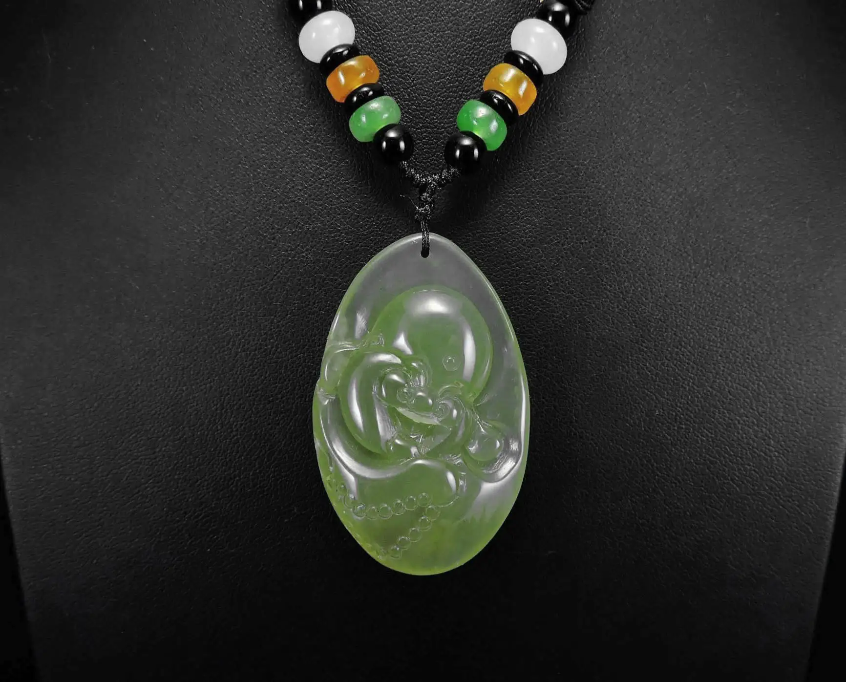 Jade Jewelry Natural Jade Pendant Necklace Hand-Carved Maitreya buddha Jadeite Necklace Pendant Gift No Treatment 541i