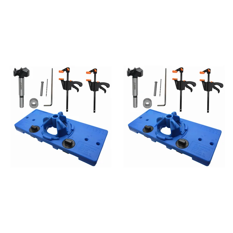 

2 Pcs 35Mm Concealed Hinge Drilling Hinge Hole Saw Jig Drilling Guide Locator Hole Opener Cabinets Woodworking Tool Set
