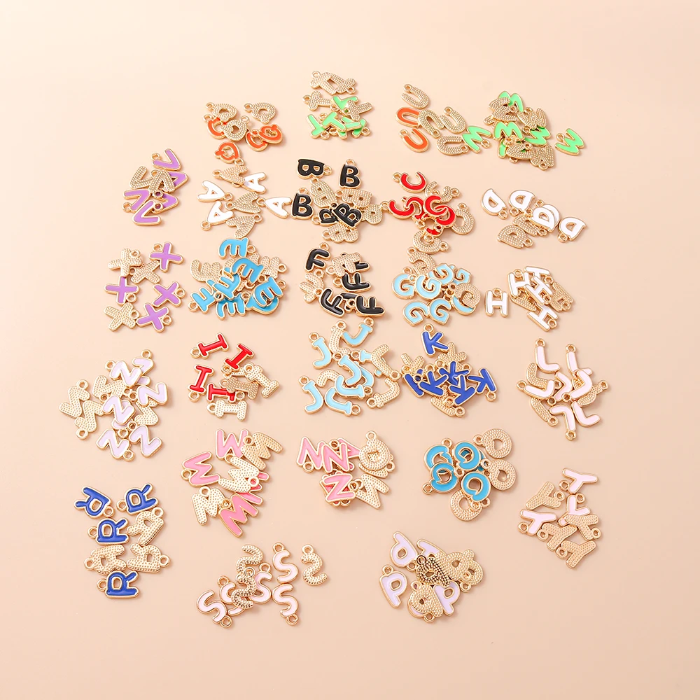 Leslie 26pcs/lot Cute A-Z Mini Alphabet Letters Charm Pendants for DIY Name Jewelry Necklace Bracelet Earring Birthday Gifts