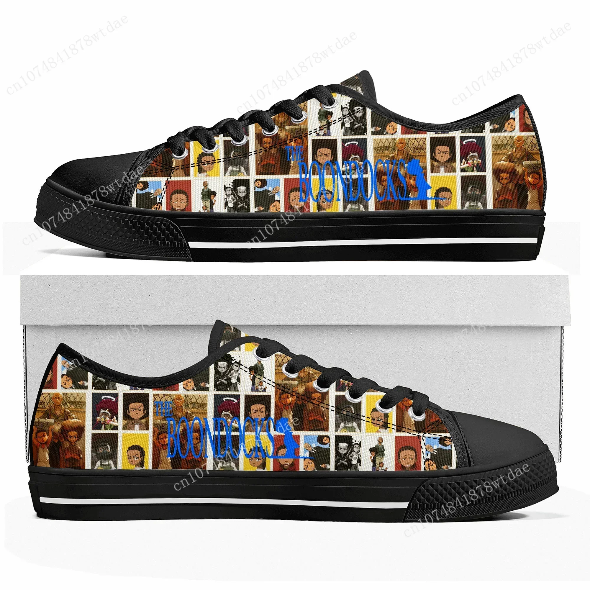 Boondocks Huey Riley Freeman Low Top Sneakers Womens Mens High Quality Canvas Sneaker Casual Anime Customize Shoes