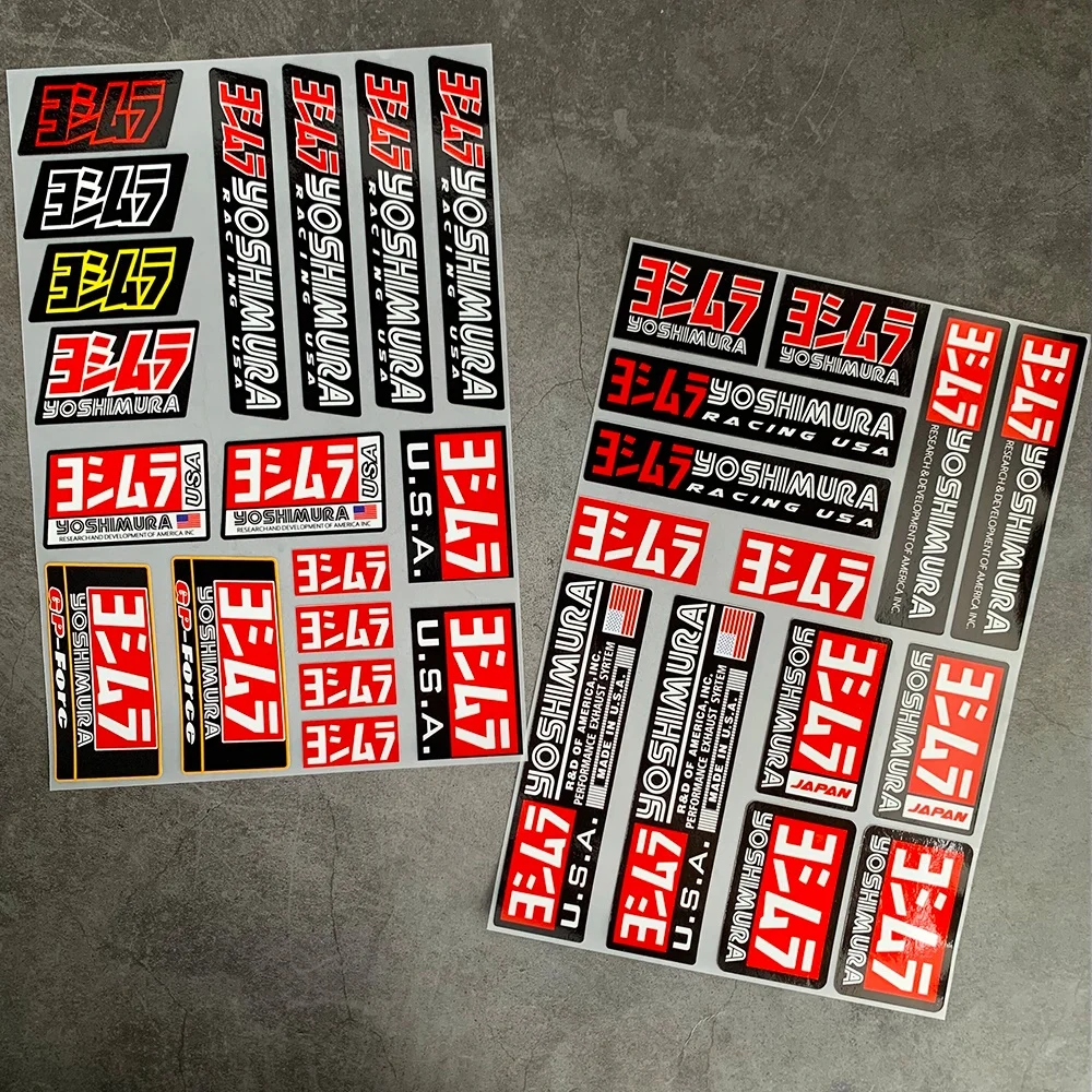 Racing Stickers Set Waterproof Vinyl Self-adhesive Decals for Yoshimura Motorcycle Scooter Exhaust Fuel Tank Helmet DIY Decor