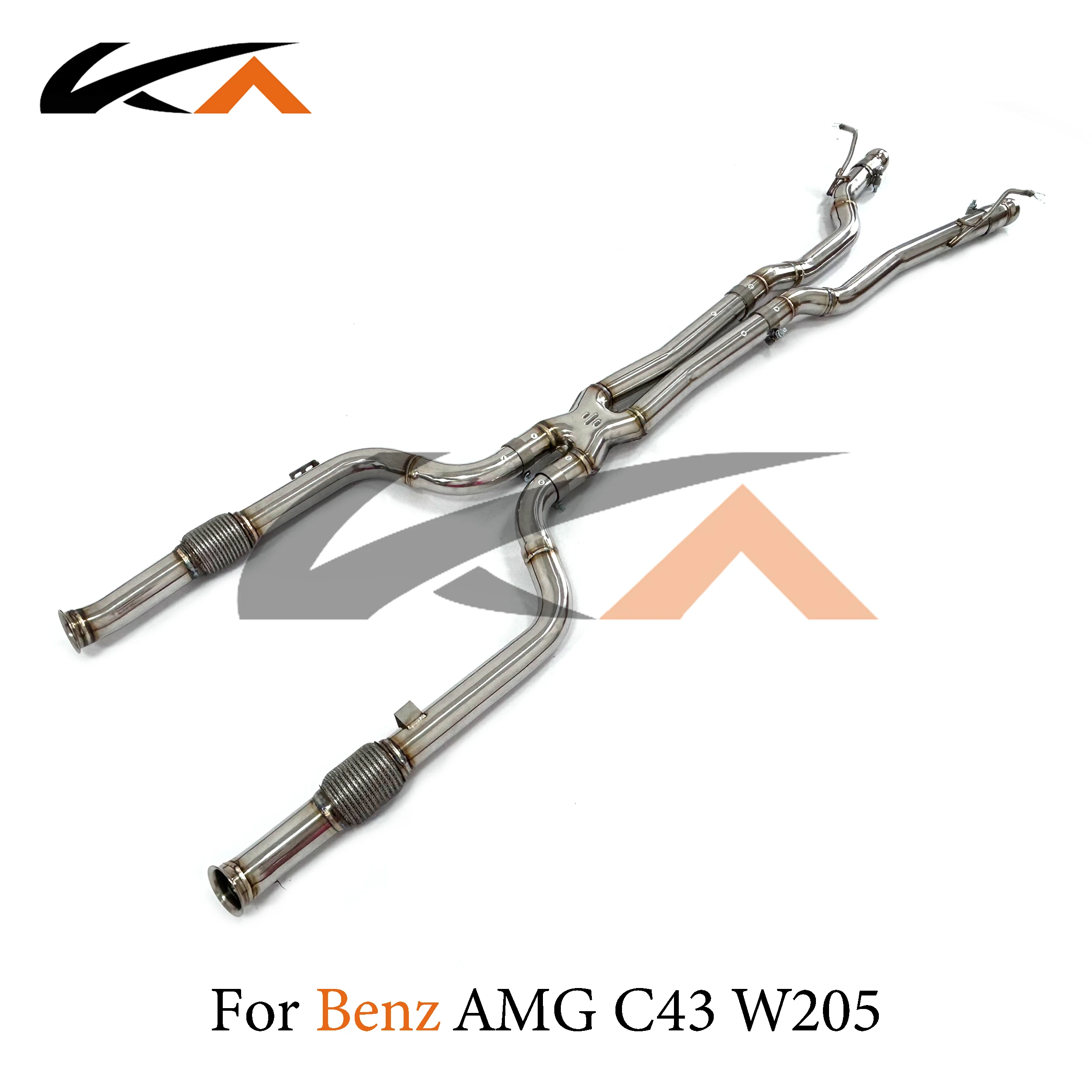 KA Tuning exhaust system steel mid pipe for Mercedes-Benz AMG C43 W205 3.0T performance auto parts with x-pipe