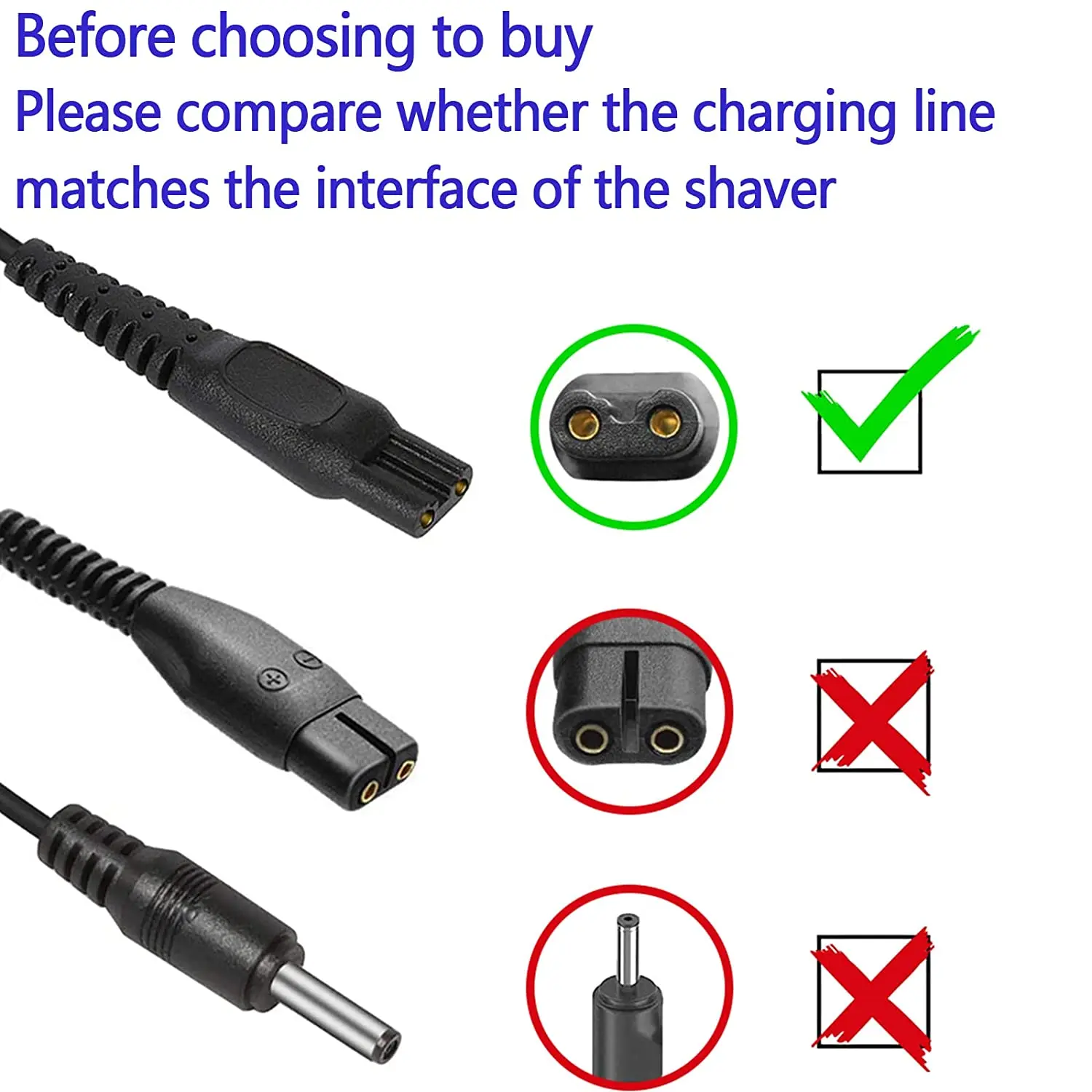 Shaver Power Cord for Philips-Norelco HQ8505 Norelco 7000 5000 3000 Series Shaver USB Charger Line 5V Replacement Charger Cord