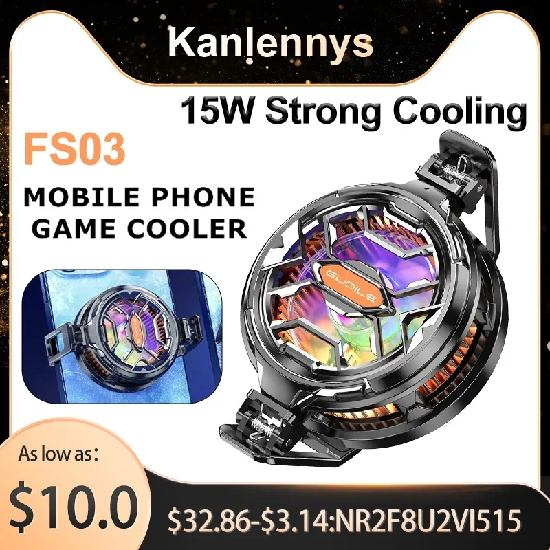 

FS03 Mobile Phone Semiconductor PUBG Game Cooler 15W Strong Cooling Fan Magnetic/ Back Clip Colorful Radiator for IPhone Android