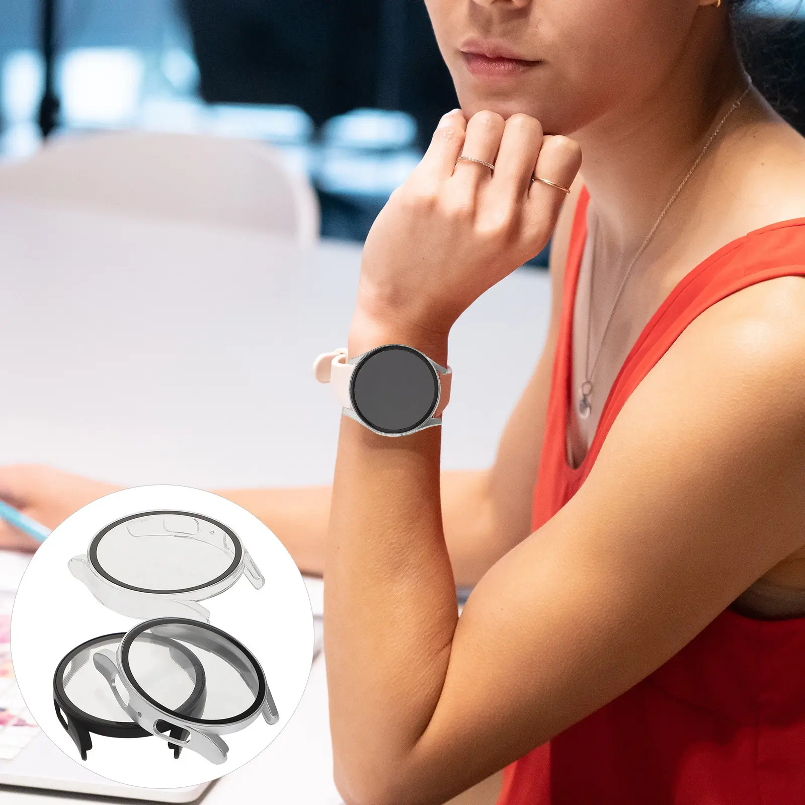 

3Pcs Full Coverage Tempered Glass Watch Protector Case Anti-Shock Scratch-Resistant Professional Smartwatch Cover for Daily Use