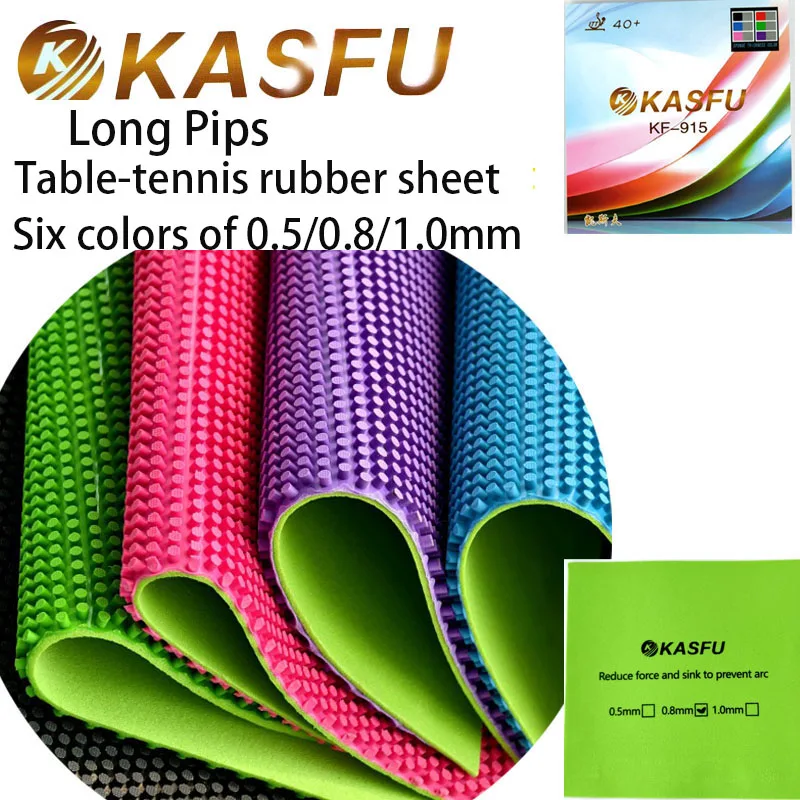 

KASF KF-915 Резиновая накладка для пинг-понга с защитой от петли и длинных шипов, резиновая накладка для настольного тенниса средней частицы с губкой 0,5/0,8/1,0 мм