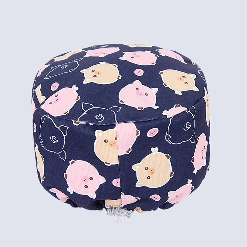 Pigs Silky Satin Print Scrub Caps for Long Hair Clinic Nursing Ponytail Bun Women Men Unisex Hospital Medical Surgical Hats K158