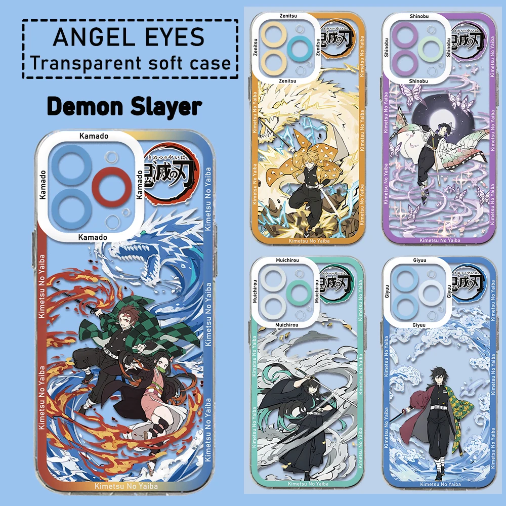 Classic  Anime Demon Slayer Phone Case For iPhone 15 14 13 12 11 Mini Pro Max X XR XSMax 6S 6 7 8 Plus SE20 Transparent Cover