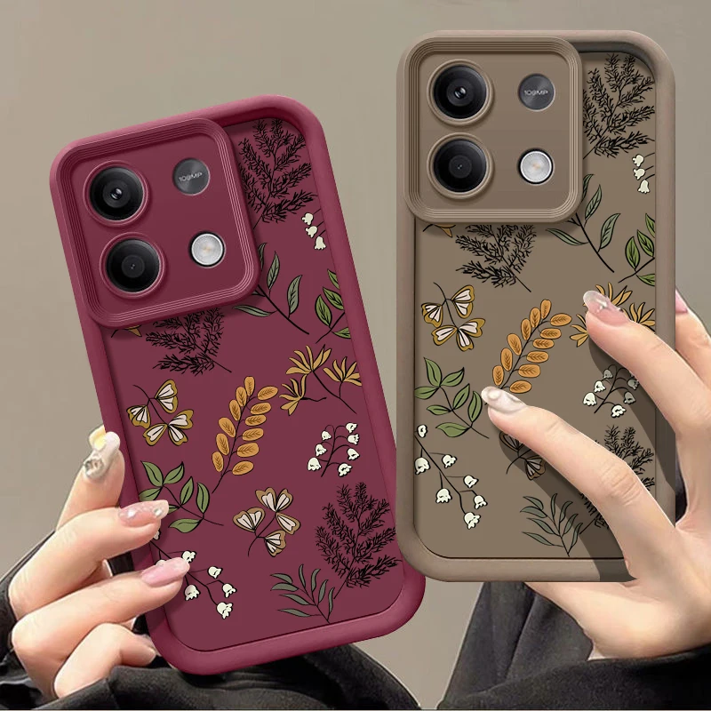 Little Leaf Pattern Phone Case For Xiaomi Poco F6 X6 X5 11T 13T Pro Redmi Note 13 4G 13 12 11 Pro Plus 5G Shockproof Soft Cover