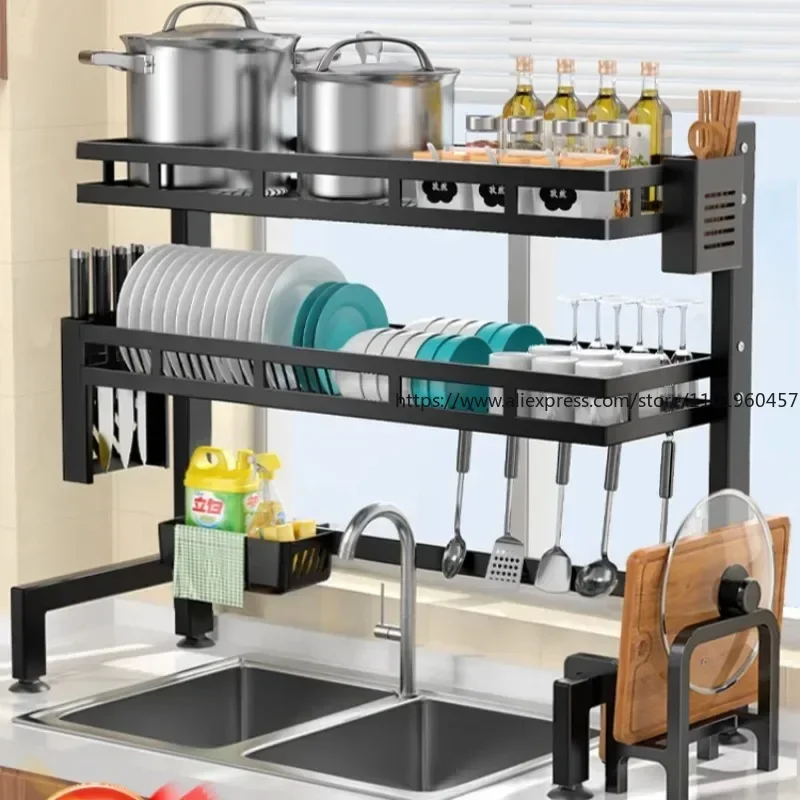 

Kitchen Sink Countertop Dish Storage Rack Multi-functional Dishwashing Storage Dish Drain Rack Household