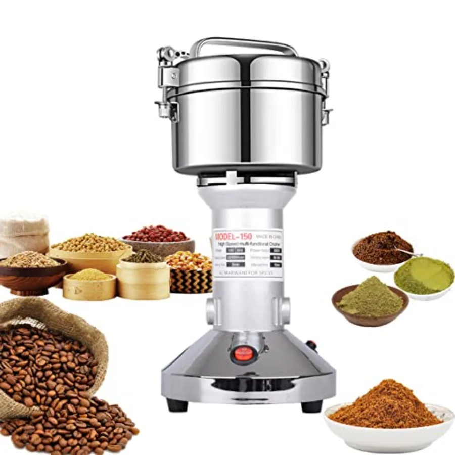 Grain Mill 150g High Speed Food Electric Stainless Steel Grinder Mill Seeds Flour Nut Pill Wheat Corn Herbs Spices and Seasonin