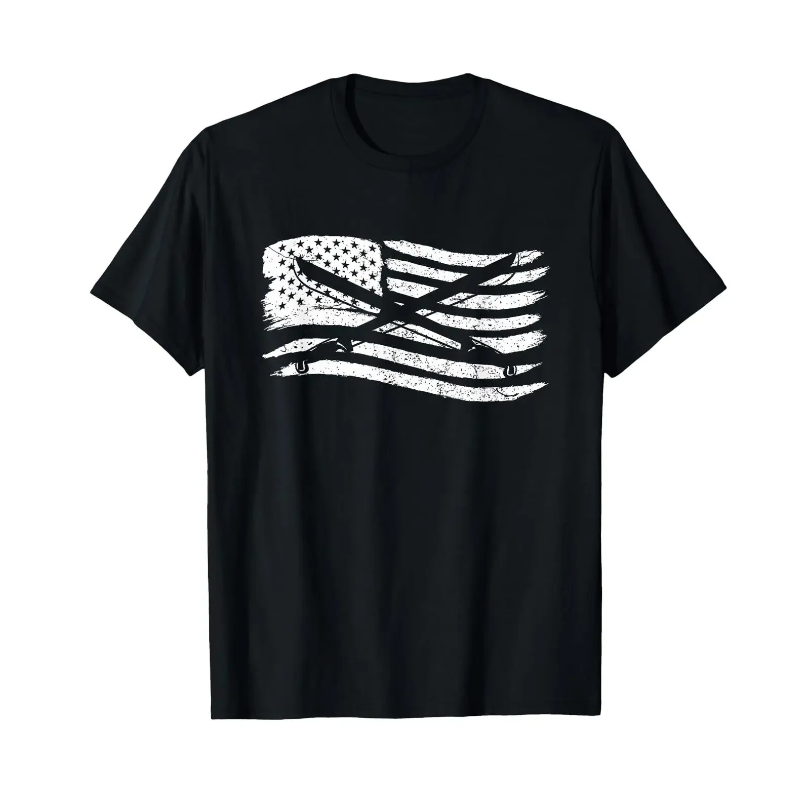 American Flag T Shirt With Machete Vintage Look vintage Washed Stylish Soft Stretched Casual designer clothes homme