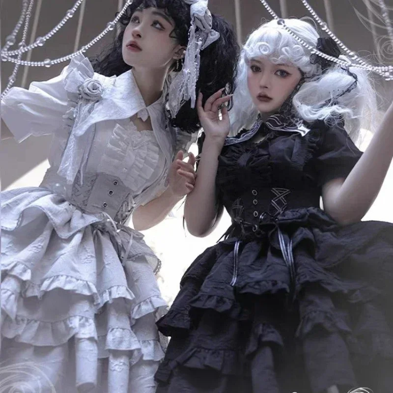 فستان لوليتا قوطي فيكتوري للنساء ، أسلوب بانك ، قوس وردي ، فساتين بحزام بلا أكمام ، هاراجوكو Y2k فستان قصير للحفلات ، ياباني