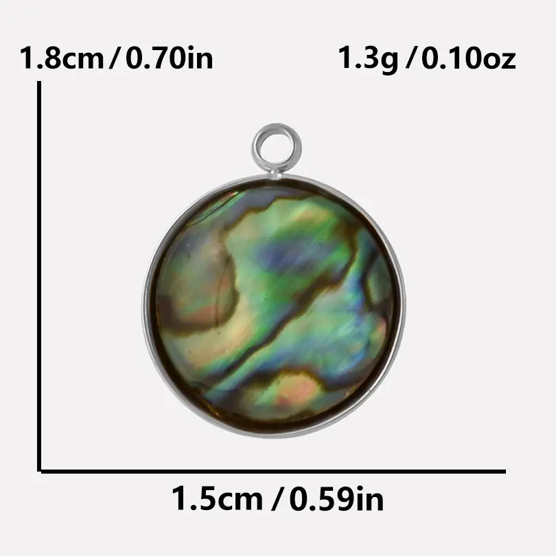 3pcs Abalone Shell Charm Round Rectangle Pendants