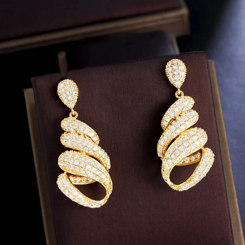 CWWZircons Geometric Endless Cubic Zircon Pave Long Dangly Women Party Wear Drop Earrings Chic Gold Color Wedding Jewelry CZ494