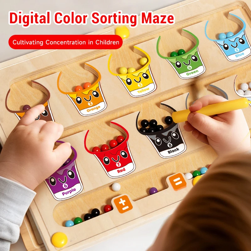 Jeux d'apprentissage et de comptage Montessori, jouets pour l'éducation précoce, stylo magnétique, jeu de balle mobile, tri des couleurs, jouets éducatifs sensoriels