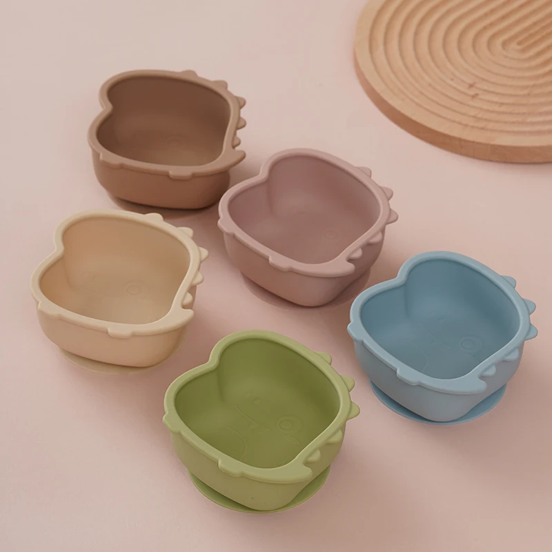 Baby Bowls with Suction Baby Led Weaning Supplies Stay Put Silicone Bowl for Babies Kids Toddlers Infant Cartoon dinosaur design