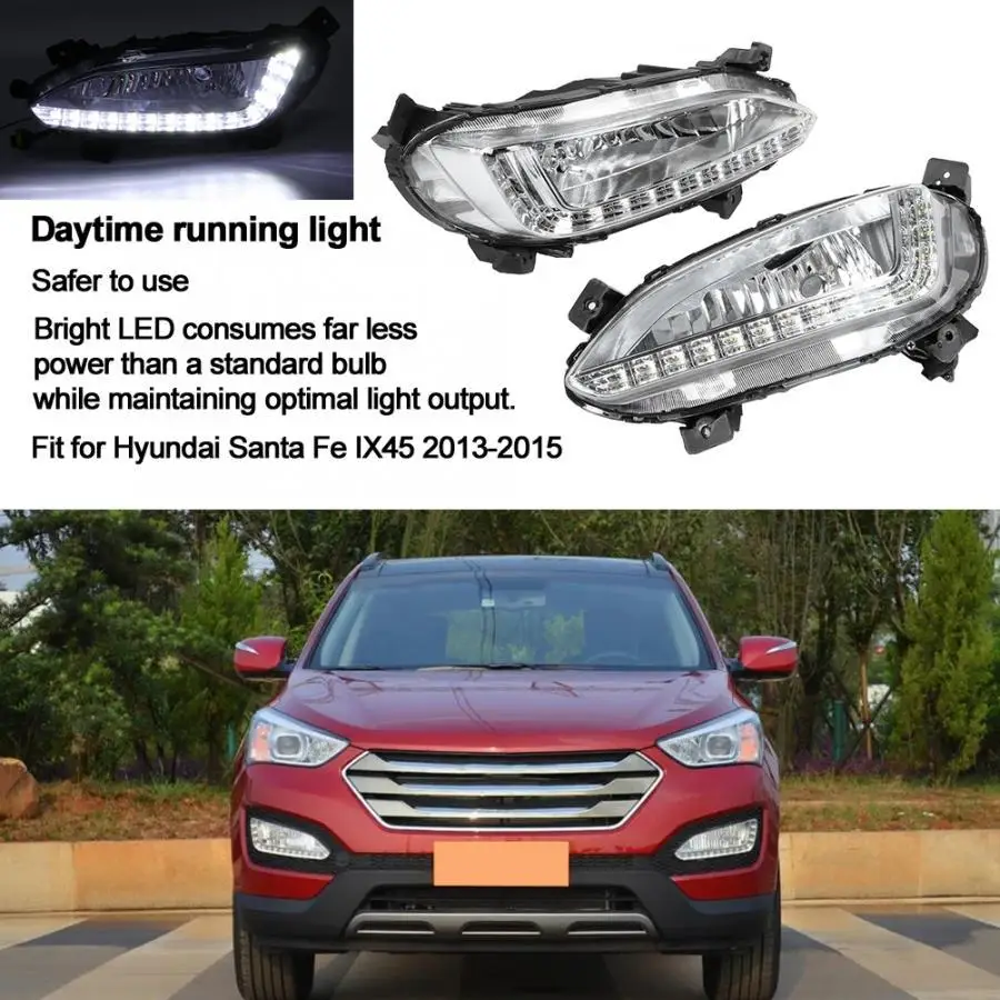 

LED Fog Light For Hyundai Santa Fe Maxcruz 2013 2014 2015 2016 Fe IX45 LED DRL Headlight Front Bumper Lamps Car Day Running Lamp