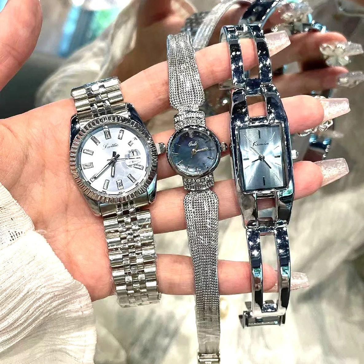 ساعة كوارتز كلاسيكية متعددة الاستخدامات بتقويم كلاسيكي للسيدات، مجموعة من الساعات الراقية، ساعة يد نسائية من الفولاذ المقاوم للصدأ. #1