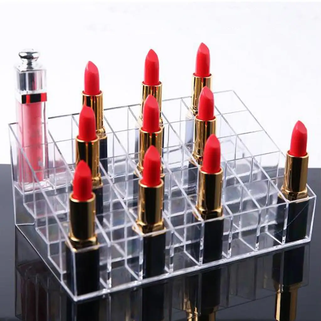 40 Acrylic Lipstick Lip Gloss Balm Sticks Display Stand Cosmetic Organizer Makeup Case