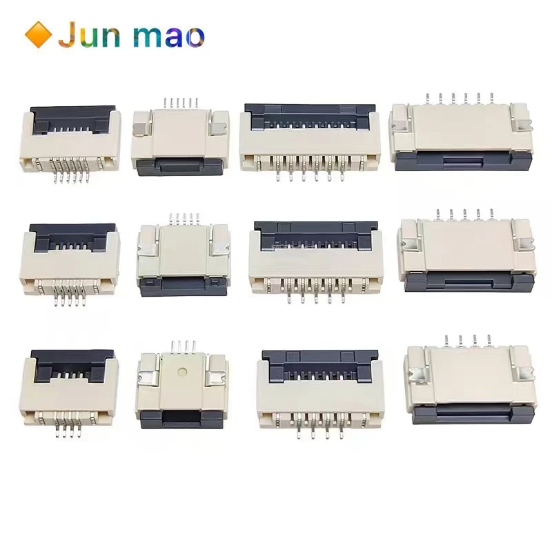 10pcs 0.5mm 1mm Pitch FPC FFC Under Clamshell Socket Flat Cable Connector 4P 5P 6P 8P 10P 12P 14P 16P 20P 22P 24P 30P 34P 40P 54
