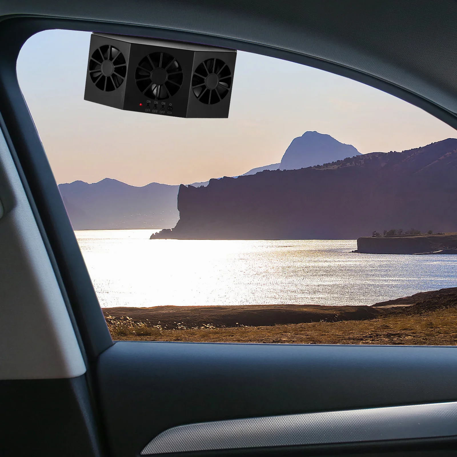 

Car Ventilation Fan Solar Powered Triple Head Car Window Fan For Fast Cooling Vehicle Exhaust Heat Dissipation