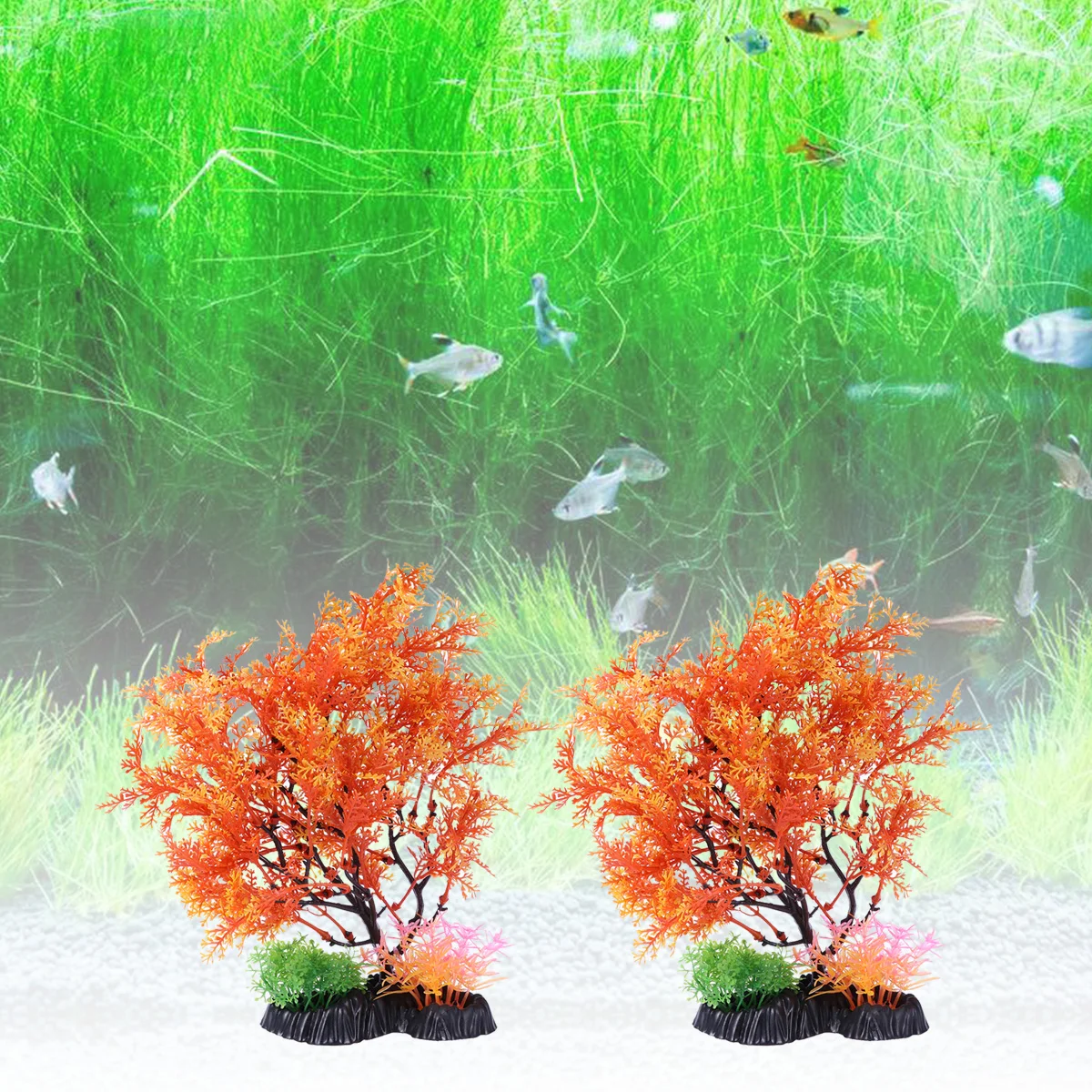 

1 pc Simulation Tree Set Aquarium Decor Durable Plastic Salt Fresh Water Fish Tank Plant Orange Ornament Hiding Place