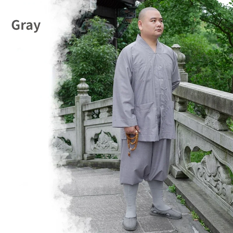 الصيف الراهب رداء الغزل تنفس البوذية الراهب الملابس بلوزات وسراويل للبالغين الرجال التقليدية الصين Hombre معبد شاولين روبا
