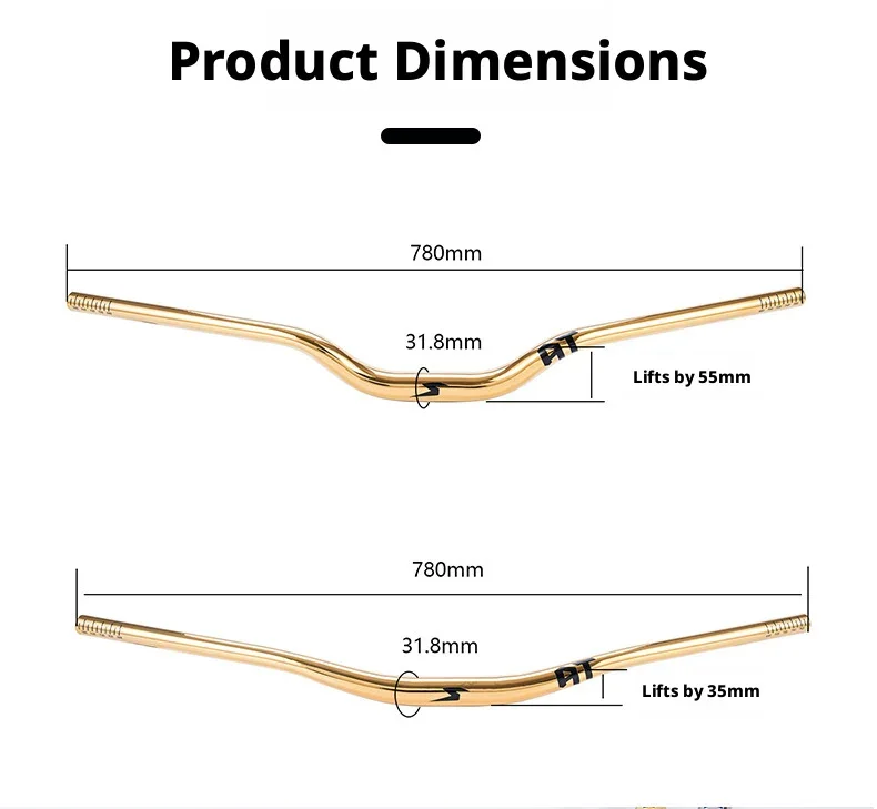 SEMYT Mountainbike-Lenker aus Aluminiumlegierung 31,8/35mm Aluminiumlegierung MTB-Lenker 780mm Fahrradlenker 35/55mm erhöht – Detail 4