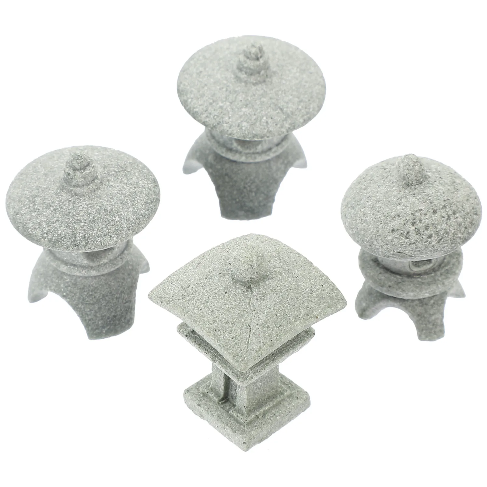 

4Pcs Mini Pagoda Stone Lantern Sandstone Durable Garden Decoration Bonsai Micro Landscape Outdoor Indoor Small Decorative