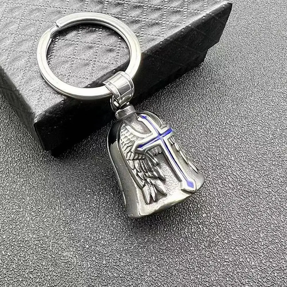 Retro Punk Stil Wächter Glocke Motorrad Glocken männer Kreuz Glück Glocke Engel Flügel Ritter Glocke Metall Anhänger Motorrad Zubehör – Detail 11