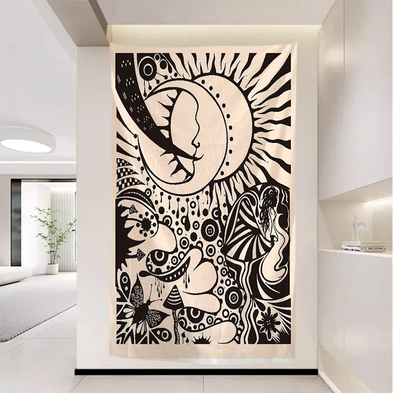 Sun And Moon Tarot Tapestry Wall Hanging Bohemian Abstract Psychedelic Witchcraft Dormitory Living Room Home Decor