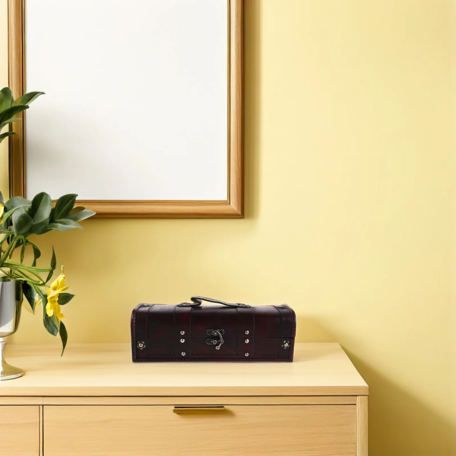 

Vintage Wooden Jewelry Storage Box 13.36X4.72X4.32In Desktop Organizer Trinket Chest Decorative Keepsake Box For Earrings