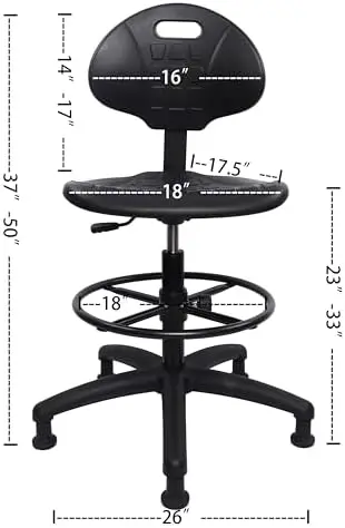 ® Deluxe Drafting Lab Stool Chair, 18'' Adjustable Footring, 10'' Adjustable Height, 450 lbs seat Capacity, Heavy Duty