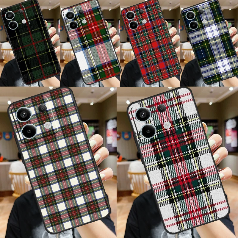 Clan Stewart Dress Tartan Plaid Cover For Xiaomi Redmi Note 13 Pro 12 11 9 10 Pro 9S 10S 11S 12S Redmi 12 10C 12C 13C Case