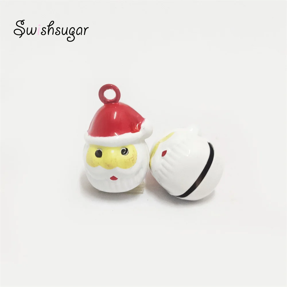 Santa Claus Head Cartoon Metal Jingle Bell Charms Pendant Festival Christmas Party Home Decoration