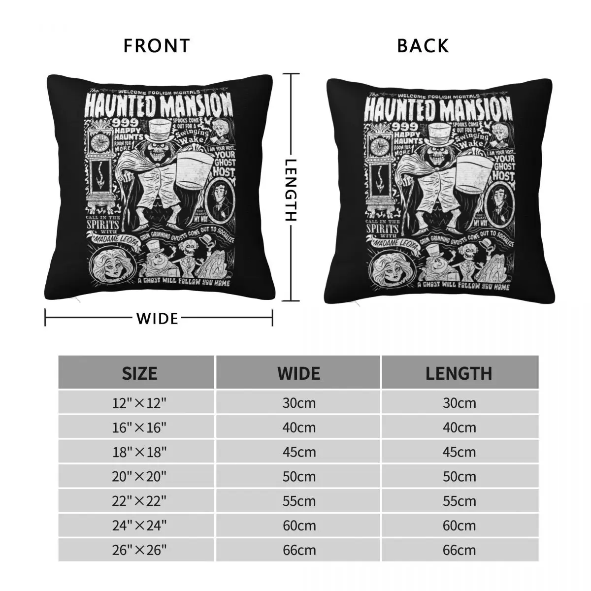 Haunted Mansion Spooky Show Square Pillowcase Polyester Linen Velvet Pattern Zip Decorative Pillow Case Bed Cushion Case