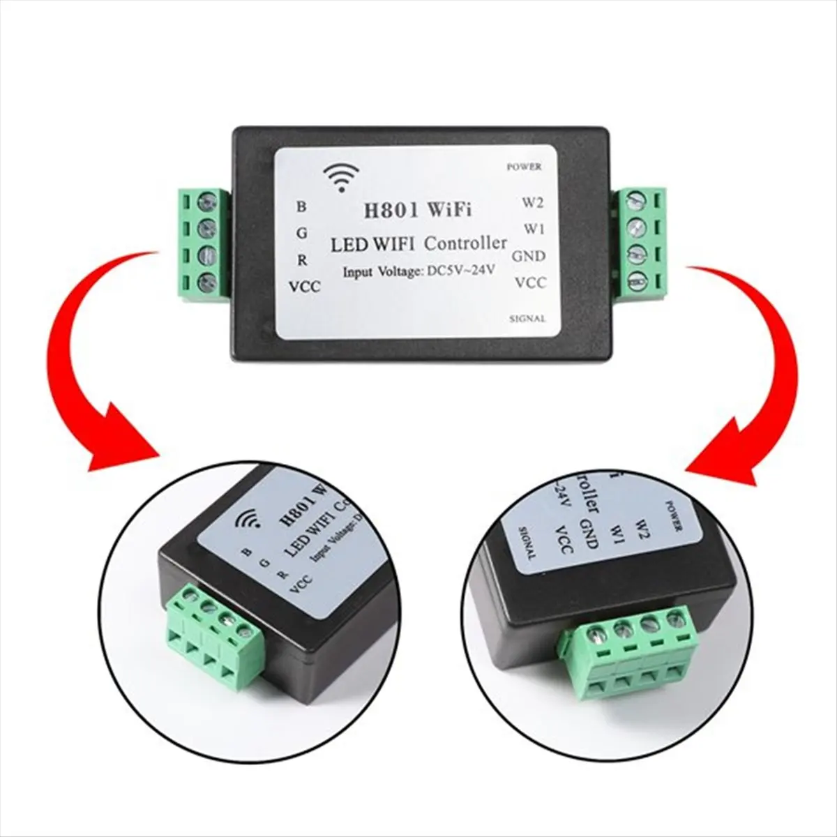 

5PCS H801 RGBW LED WIFI Controller LED RGB Controller DC5-24V Input for 5050 2835 3528 SMD LED Strip Light Tape Ribbon
