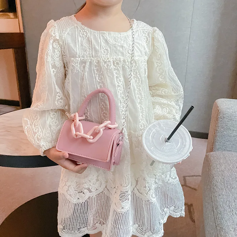 Monedero de cadena de moda para niños, bolso cuadrado pequeño, Color caramelo, Mini bolsos de hombro simples para niñas, bolso encantador dulce para niños