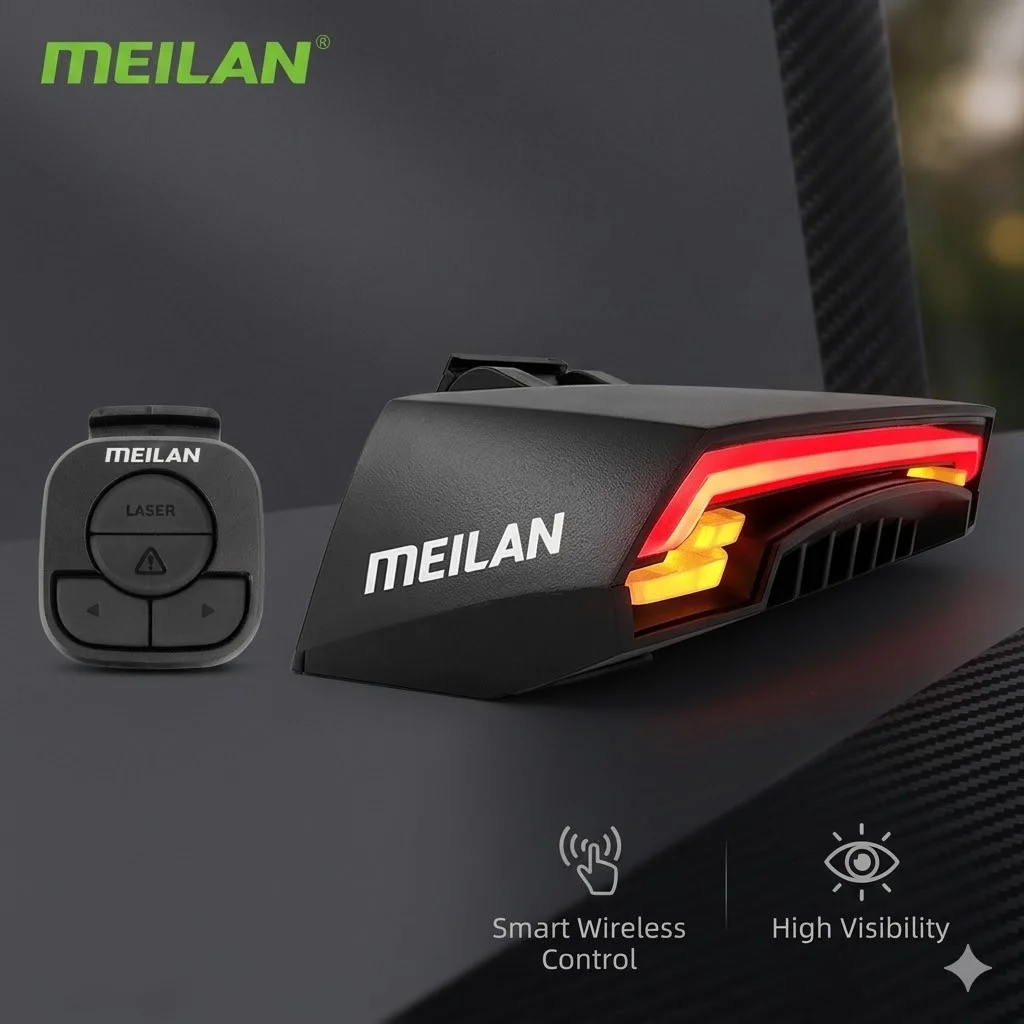 

Meilan X5 Smart Bicycle Tail Light Wireless Remote Control Turn Signal Laser Beam LED USB Rechargeable Bike Rear Safety Lamps