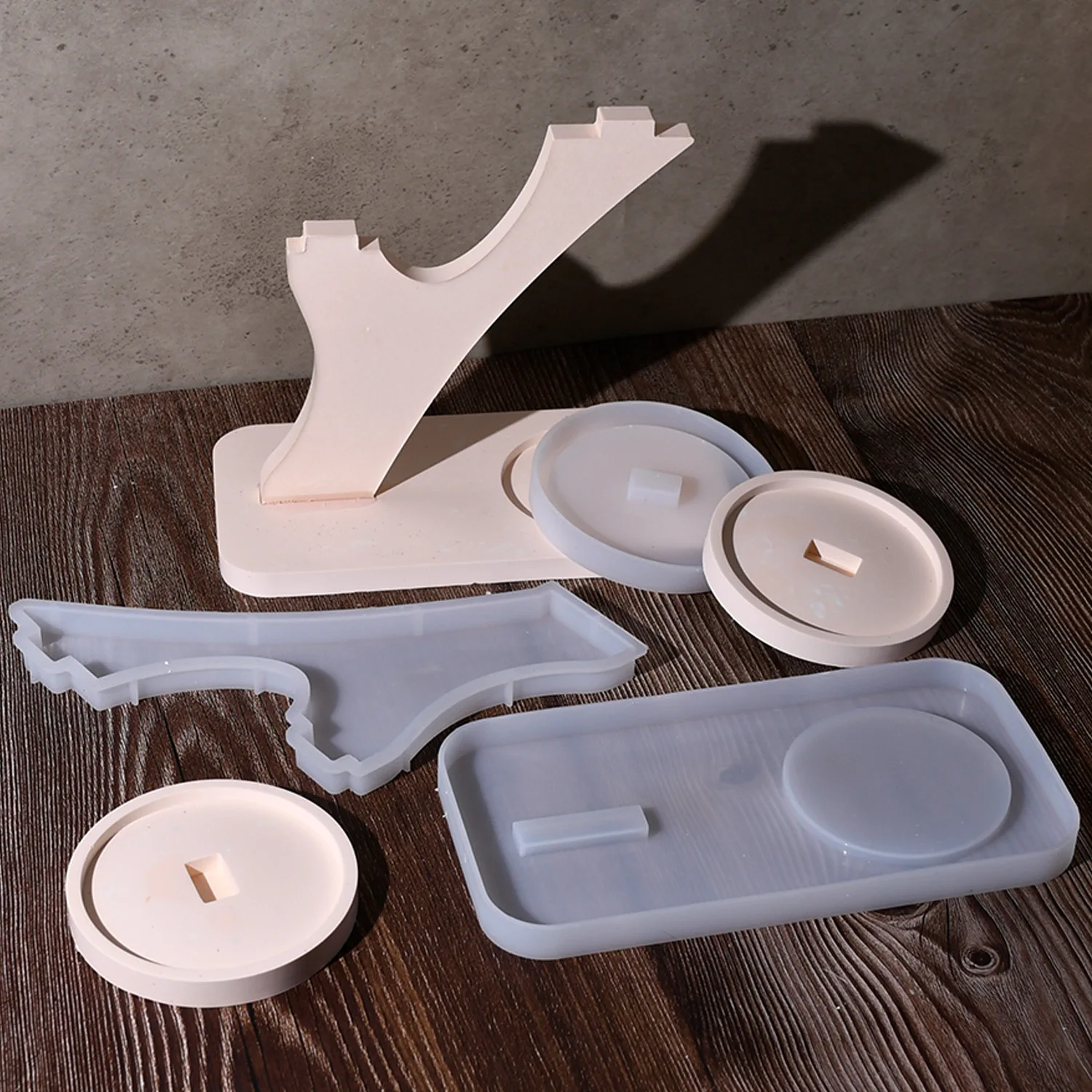 DIY epoxy resin mold candlestick holder splicing ornament silicone mold plaster candle lamp stand display view 3