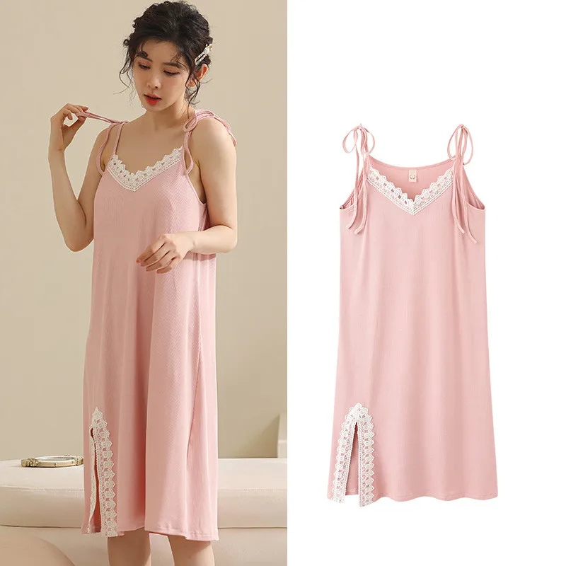 Fdfklak Robe Femme New Casual Night Dress Women Homewear Sexy Sleepwear Sleepshirt Summer Nightgowns рубашка женская