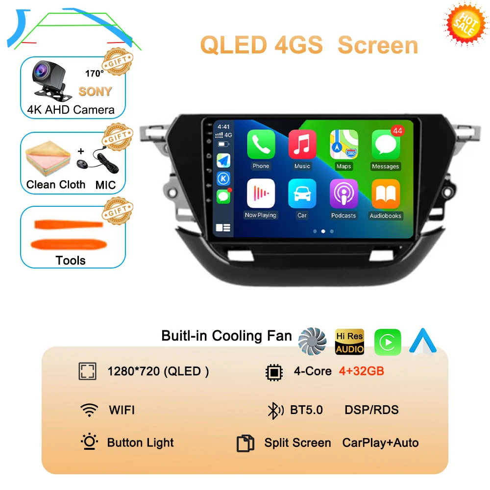 Android 16 autoradio voor Opel Corsa F 2019-2023 touchscreen, autoradio, videospeler, navigatie, GPS, multimedia, BT, Carplay