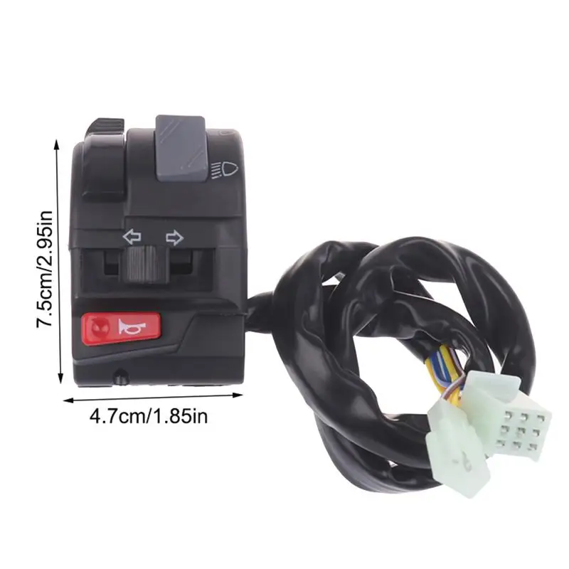 22MM Motorcycle Handlebar Control Switch Left Side Button for Headlight Fog Light Horn Universal for Electric Bikes and Moped