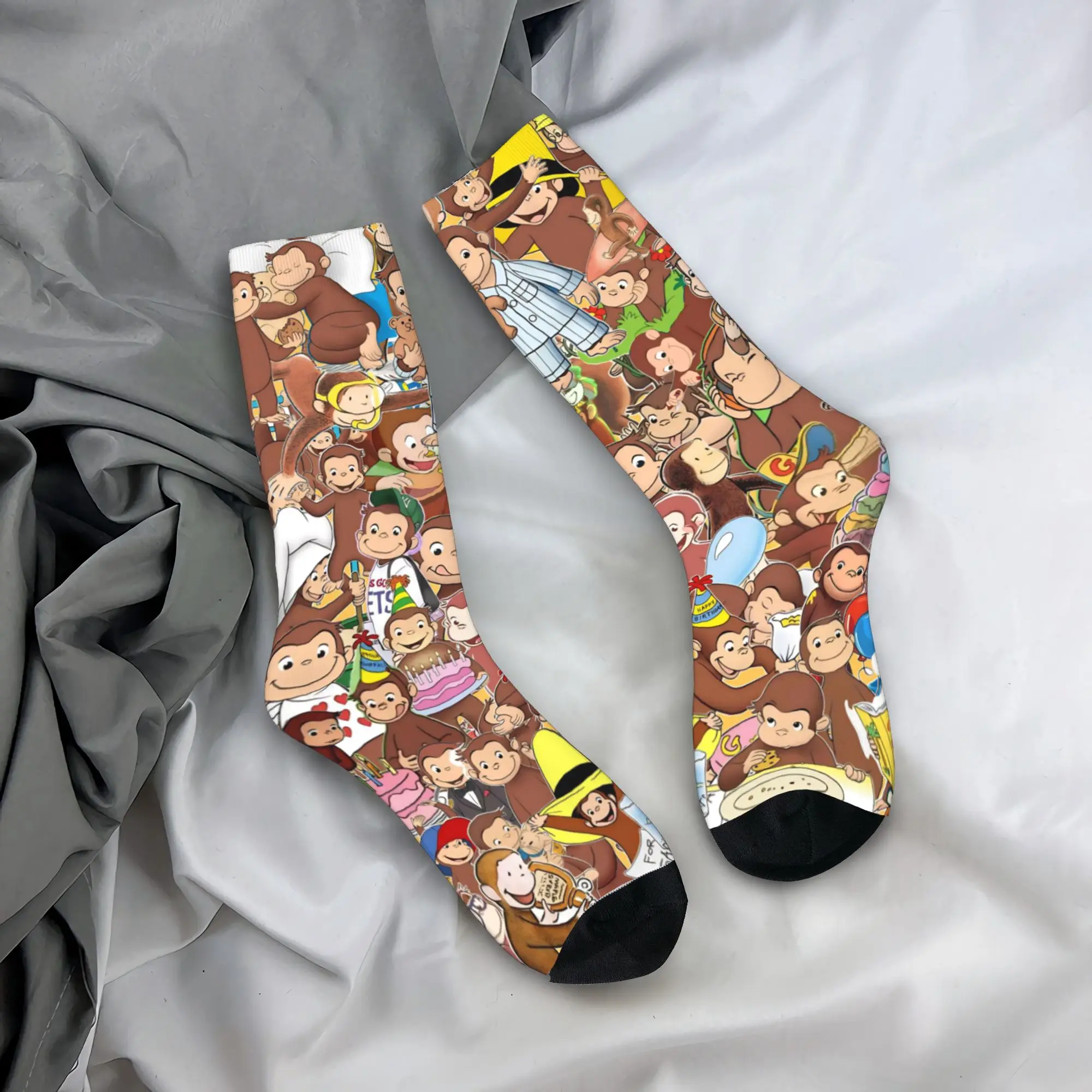 Men Socks Halloween Curious George Themed(1)  Stockings Spring Trendy Warm Soft Socks Custom Climbing Anti Skid Socks