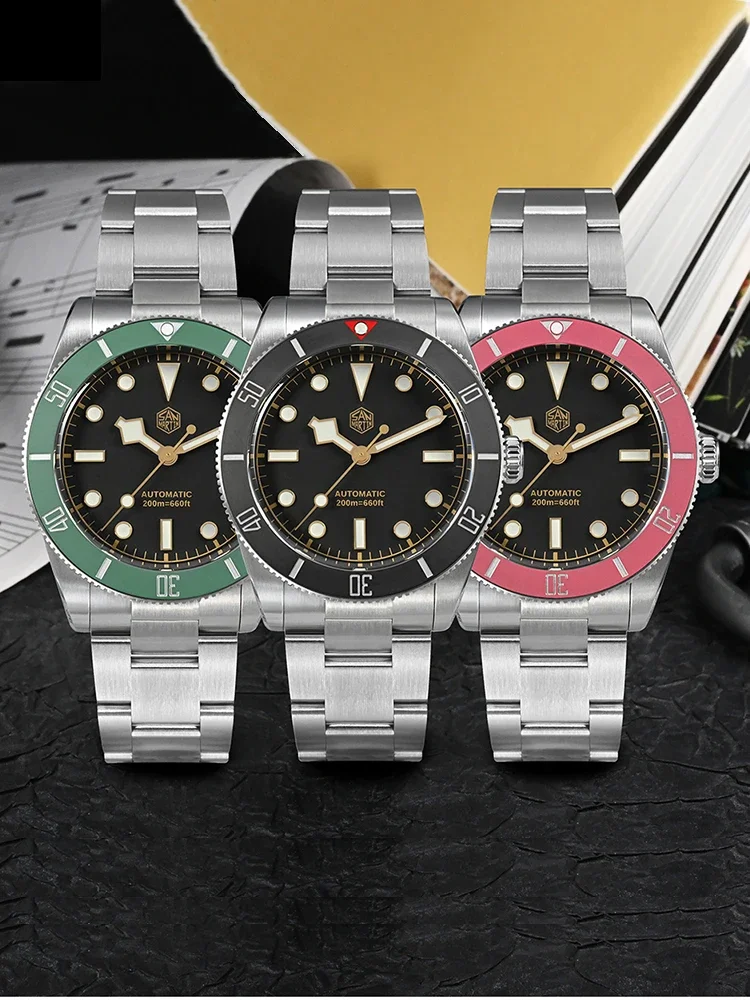 San martin 37mm bb54 vintage mergulho masculino moda relógio c3 BGW-X1 lume nh35 safira mecânica automática à prova dwaterproof água 200m sn0138