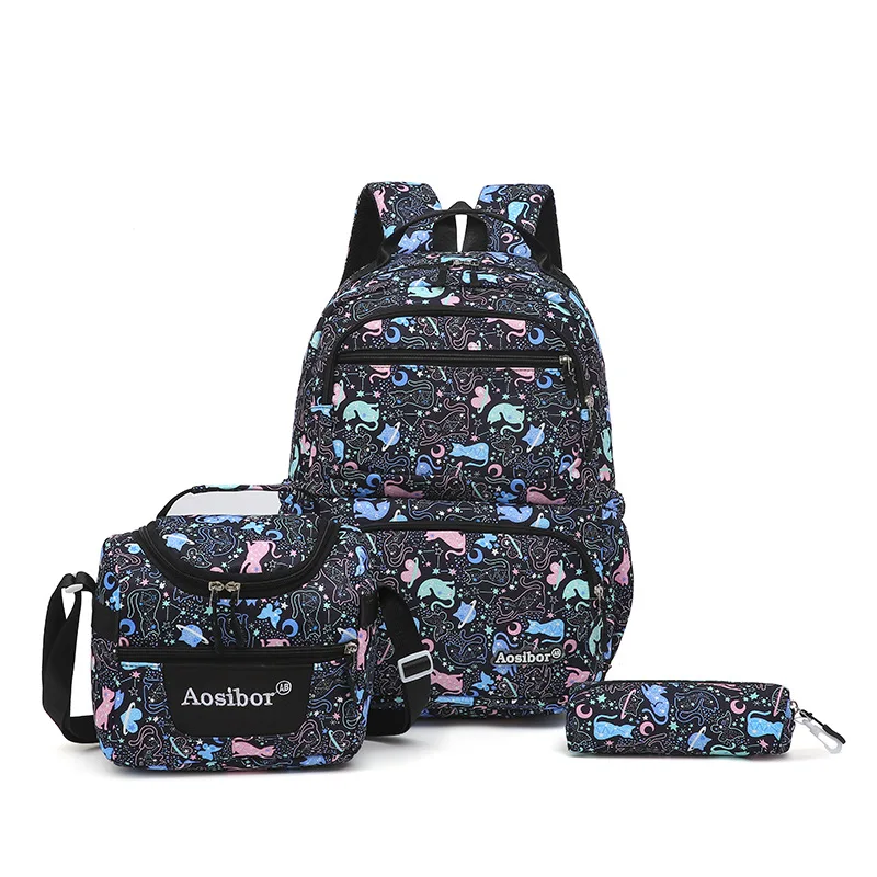 Cute Student Backpack 3pcs/set Primary Schoolbag Rabbits and quicksand Kawaii Student Backpack Teenage Girls Handbag Rucksack